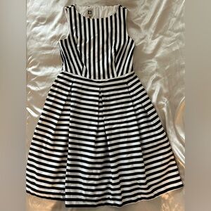 Anne Klein Black and White Vertical Stripe Dress